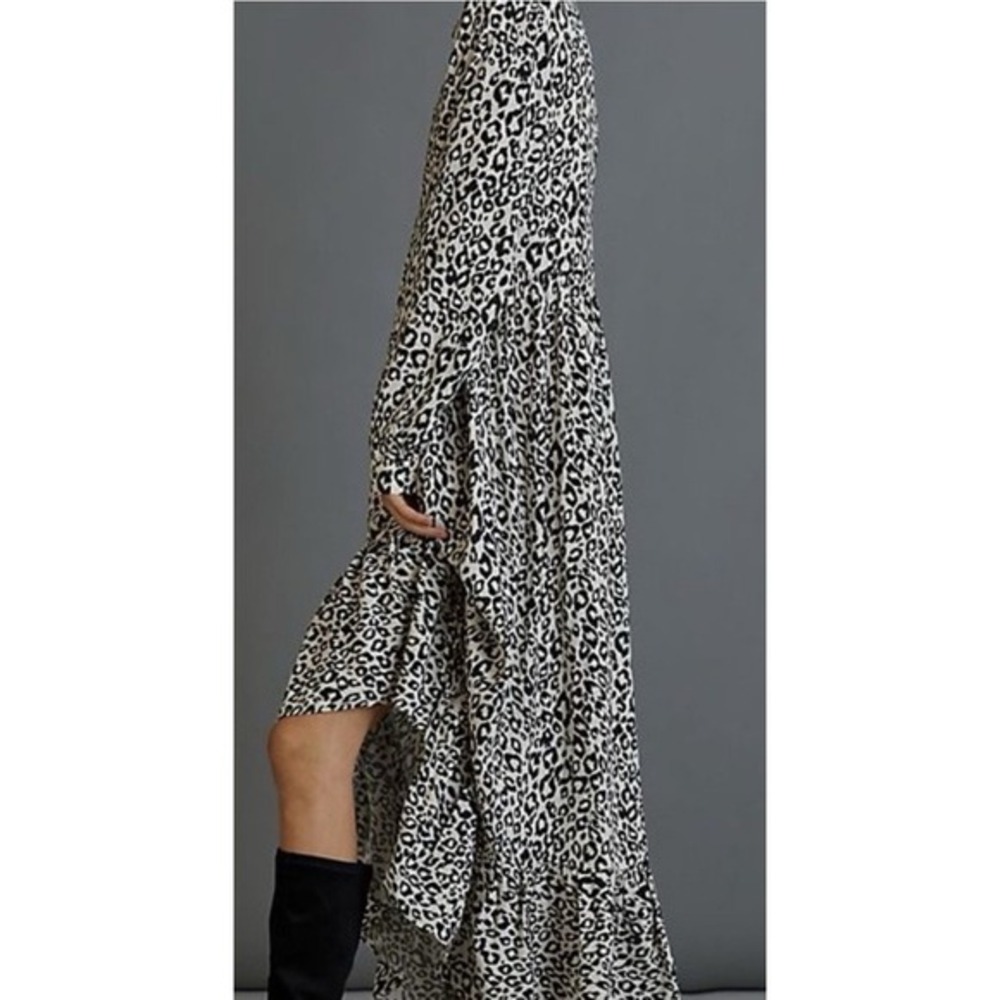 Anthropologie Mare Mare White LYNDA Leopard Print Maxi Dress Medium - Picture 2 of 11